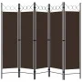 Biombo divisor de 5 paneles marrón 200x180 cm de vidaXL, Divisores de ambientes - Ref: Foro24-320708, Precio: 49,51 €, Descue...