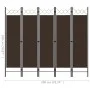 Biombo divisor de 5 paneles marrón 200x180 cm de vidaXL, Divisores de ambientes - Ref: Foro24-320708, Precio: 49,51 €, Descue...