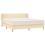 Cama box spring con colchón tela color crema 180x200 cm de , Camas y somieres - Ref: Foro24-3126666, Precio: 592,04 €, Descue...