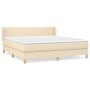 Cama box spring con colchón tela color crema 180x200 cm de , Camas y somieres - Ref: Foro24-3130134, Precio: 587,42 €, Descue...