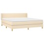 Cama box spring con colchón tela color crema 180x200 cm de , Camas y somieres - Ref: Foro24-3130134, Precio: 587,42 €, Descue...