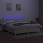 Cama box spring con colchón y LED tela crema 180x200 cm de , Camas y somieres - Ref: Foro24-3133898, Precio: 587,09 €, Descue...