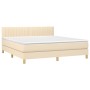 Cama box spring con colchón y LED tela crema 180x200 cm de , Camas y somieres - Ref: Foro24-3133898, Precio: 587,09 €, Descue...