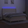 Cama box spring colchón y luces LED tela crema 180x200 cm de , Camas y somieres - Ref: Foro24-3139058, Precio: 665,88 €, Desc...