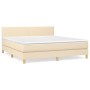 Cama box spring con colchón tela color crema 180x200 cm de , Camas y somieres - Ref: Foro24-3140478, Precio: 575,56 €, Descue...
