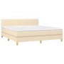 Cama box spring con colchón tela color crema 180x200 cm de , Camas y somieres - Ref: Foro24-3140478, Precio: 575,56 €, Descue...