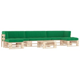 Muebles de palets 6 pzas y cojines madera pino impregnada de , Conjuntos de jardín - Ref: Foro24-3066966, Precio: 542,49 €, D...