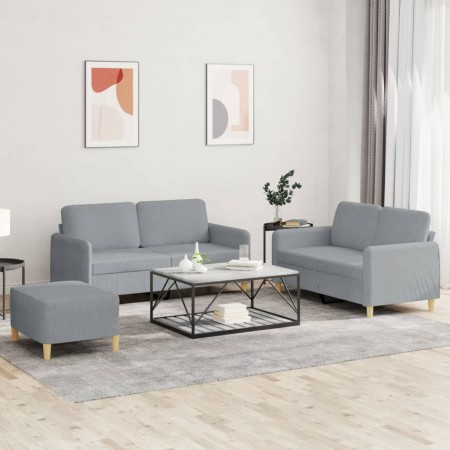 Juego de sofás con cojines 3 piezas tela gris claro de , Sofás - Ref: Foro24-3202094, Precio: 495,13 €, Descuento: %