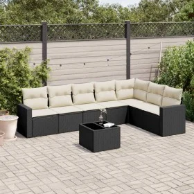 8-teiliges Gartensofa-Set und Kissen aus schwarzem Kunststoff-Rattan. von , Modulare Sofas für den Außenbereich - Ref: Foro24...