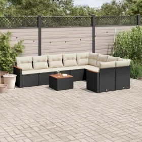 Set de sofás de jardín 10 pzas cojines ratán sintético negro de , Conjuntos de jardín - Ref: Foro24-3258710, Precio: 581,28 €...