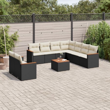 Set de sofás de jardín 10 pzas cojines ratán sintético negro de , Conjuntos de jardín - Ref: Foro24-3258507, Precio: 605,80 €...