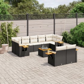 Set de sofás de jardín 10 pzas cojines ratán sintético negro de , Conjuntos de jardín - Ref: Foro24-3259536, Precio: 609,08 €...