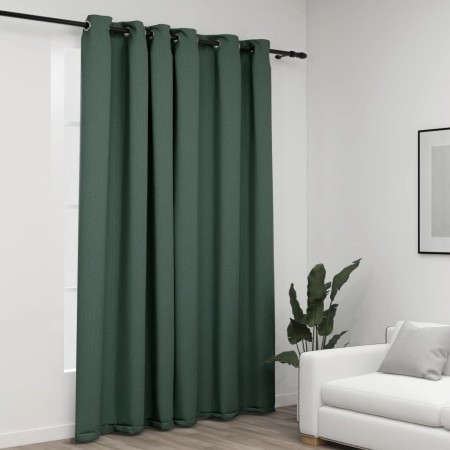 Cortina opaca con ojales look de lino verde 290x245 cm de vidaXL, Cortinas y visillos - Ref: Foro24-321187, Precio: 58,06 €, ...