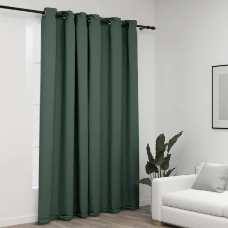 Cortina opaca con ojales look de lino verde 290x245 cm de vidaXL, Cortinas y visillos - Ref: Foro24-321187, Precio: 50,99 €, ...
