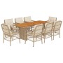 Set comedor de jardín 9 pzas con cojines ratán sintético beige de , Conjuntos de jardín - Ref: Foro24-3212077, Precio: 982,01...