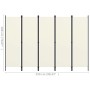 Biombo divisor de 5 paneles blanco 250x180 cm de vidaXL, Divisores de ambientes - Ref: Foro24-320723, Precio: 39,48 €, Descue...