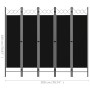 Biombo divisor de 5 paneles negro 200x180 cm de vidaXL, Divisores de ambientes - Ref: Foro24-320710, Precio: 50,40 €, Descuen...