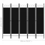 Biombo divisor de 5 paneles negro 200x180 cm de vidaXL, Divisores de ambientes - Ref: Foro24-320710, Precio: 49,45 €, Descuen...