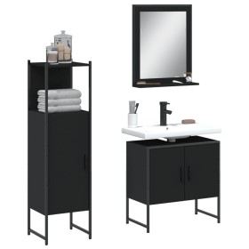 Set de muebles de baño 3 piezas madera contrachapada negro de , Muebles de baño - Ref: Foro24-3214344, Precio: 135,17 €, Desc...