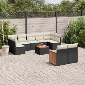 Set de sofás de jardín 10 pzas cojines ratán sintético negro de , Conjuntos de jardín - Ref: Foro24-3260376, Precio: 601,02 €...