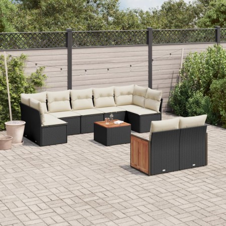 Set de sofás de jardín 10 pzas cojines ratán sintético negro de , Conjuntos de jardín - Ref: Foro24-3260376, Precio: 601,02 €...