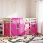 Litera con cortinas madera maciza de pino rosa 90x200 cm de , Camas y somieres - Ref: Foro24-3283894, Precio: 200,99 €, Descu...