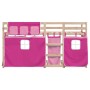 Litera con cortinas madera maciza de pino rosa 90x200 cm de , Camas y somieres - Ref: Foro24-3283894, Precio: 200,99 €, Descu...