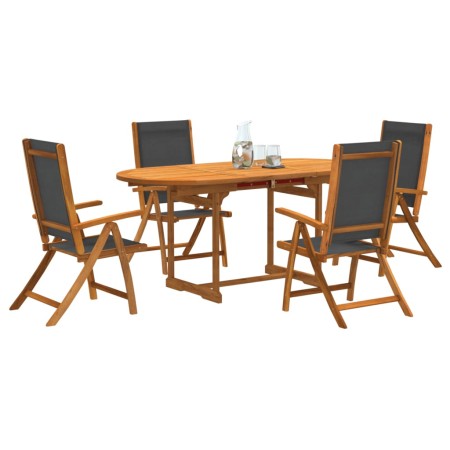 Juego comedor de jardín 5 pzas madera maciza acacia y textileno de , Conjuntos de jardín - Ref: Foro24-3279266, Precio: 577,0...