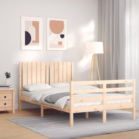 Estructura de cama de matrimonio con cabecero madera maciza de vidaXL, Camas y somieres - Ref: Foro24-3194736, Precio: 126,09...