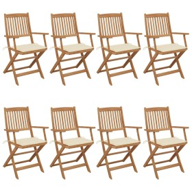 Sillas de jardín plegables 8 uds madera maciza acacia y cojines de , Sillas de jardín - Ref: Foro24-3074969, Precio: 472,47 €...