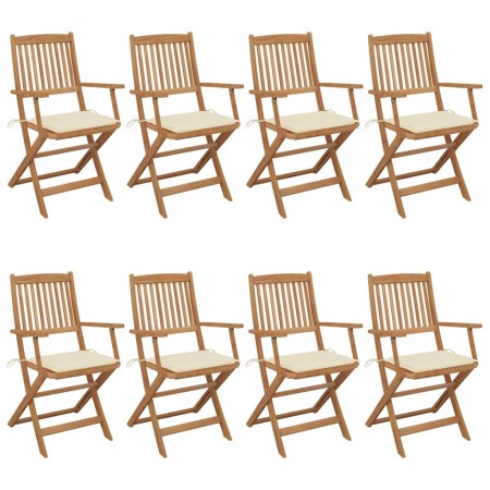 Sillas de jardín plegables 8 uds madera maciza acacia y cojines de , Sillas de jardín - Ref: Foro24-3074969, Precio: 472,47 €...