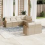 Set sofás de jardín 7 piezas y cojines ratán sintético beige en Conjuntos de jardín | Comprar online en Foru.es