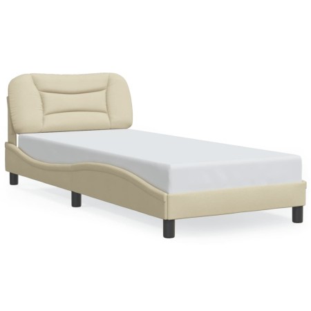 Estructura de cama con cabecero de tela color crema 80x200 cm de , Camas y somieres - Ref: Foro24-3207735, Precio: 133,89 €, ...