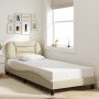 Estructura de cama con cabecero de tela color crema 80x200 cm de , Camas y somieres - Ref: Foro24-3207735, Precio: 133,89 €, ...