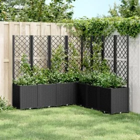 Jardinera con enrejado PP negro 160x160x140 cm de , Maceteros y jardineras - Ref: Foro24-367883, Precio: 306,93 €, Descuento: %