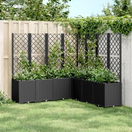 Jardinera con enrejado PP negro 160x160x140 cm de , Maceteros y jardineras - Ref: Foro24-367883, Precio: 306,93 €, Descuento: %