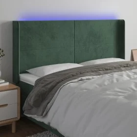 Cabecero con LED de terciopelo verde oscuro 183x16x118/128 cm de , Cabeceros y pies de cama - Ref: Foro24-3123831, Precio: 16...