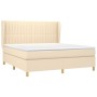 Cama box spring con colchón tela color crema 180x200 cm de , Camas y somieres - Ref: Foro24-3128706, Precio: 676,32 €, Descue...