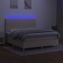 Cama box spring colchón y luces LED tela crema 180x200 cm de , Camas y somieres - Ref: Foro24-3135618, Precio: 659,60 €, Desc...