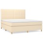 Cama box spring con colchón tela color crema 180x200 cm de , Camas y somieres - Ref: Foro24-3142518, Precio: 650,00 €, Descue...