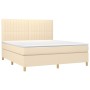 Cama box spring con colchón tela color crema 180x200 cm de , Camas y somieres - Ref: Foro24-3142518, Precio: 650,00 €, Descue...