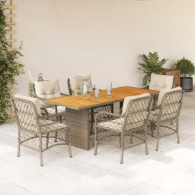 Set comedor de jardín 7 pzas con cojines ratán sintético beige de , Conjuntos de jardín - Ref: Foro24-3212076, Precio: 904,63...
