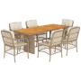 Set comedor de jardín 7 pzas con cojines ratán sintético beige de , Conjuntos de jardín - Ref: Foro24-3212076, Precio: 795,77...