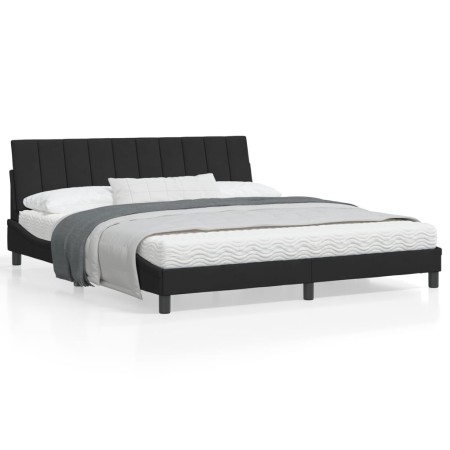 Estructura de cama con cabecero de terciopelo negro 180x200 cm de , Camas y somieres - Ref: Foro24-3207863, Precio: 250,00 €,...