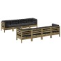 Set de sofás jardín 9 pzas con cojines madera pino impregnada de , Conjuntos de jardín - Ref: Foro24-3299364, Precio: 831,02 ...