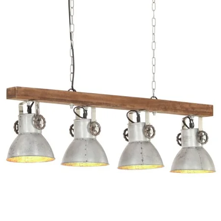 Lámpara de techo industrial madera de mango plateado E27 de vidaXL, Lámparas - Ref: Foro24-320521, Precio: 91,28 €, Descuento: %