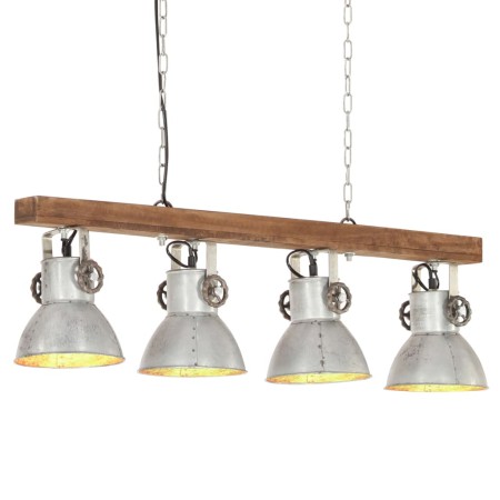 Lámpara de techo industrial madera de mango plateado E27 de vidaXL, Lámparas - Ref: Foro24-320521, Precio: 103,66 €, Descuent...