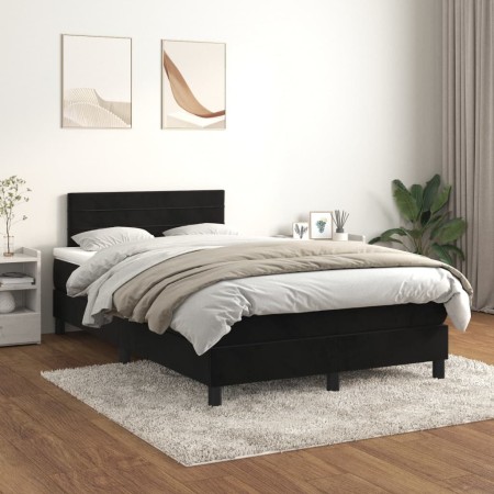 Cama box spring con colchón terciopelo negro 120x200 cm de , Camas y somieres - Ref: Foro24-3141355, Precio: 361,43 €, Descue...