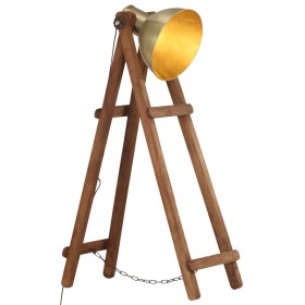 Lámpara de pie madera maciza de mango latón E27 de vidaXL, Lámparas - Ref: Foro24-320588, Precio: 94,91 €, Descuento: %