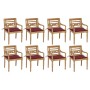 Sillas Batavia 8 unidades madera maciza de teca con cojines de , Sillas de jardín - Ref: Foro24-3073358, Precio: 1,00 €, Desc...